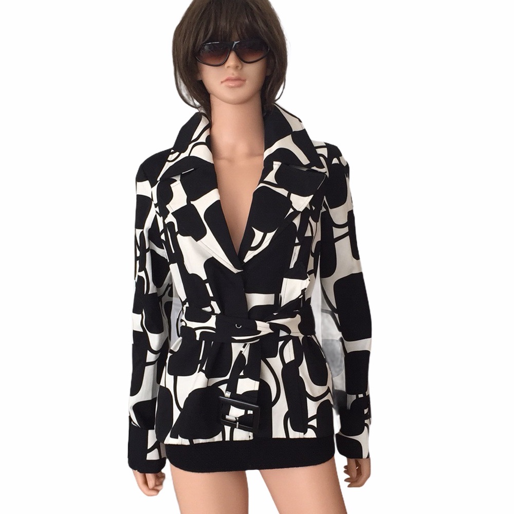 NWOT INC black white soft cotton jacket coat